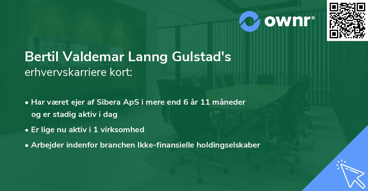 Bertil Valdemar Lanng Gulstad's erhvervskarriere kort