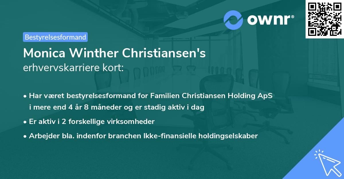 Monica Winther Christiansen's erhvervskarriere kort