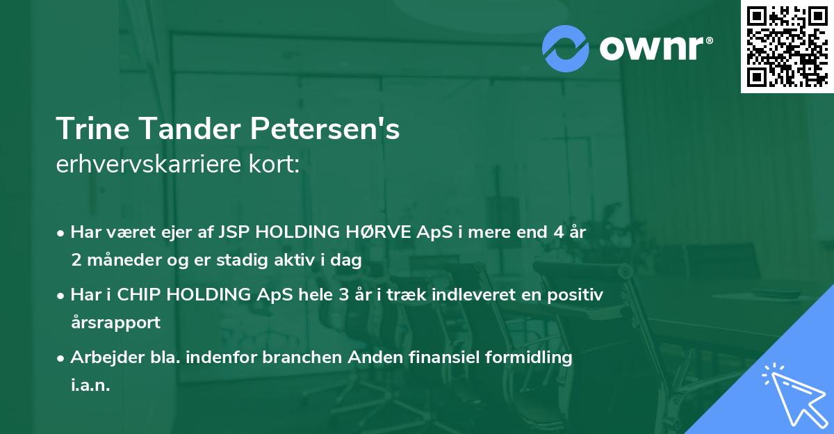 Trine Tander Petersen's erhvervskarriere kort