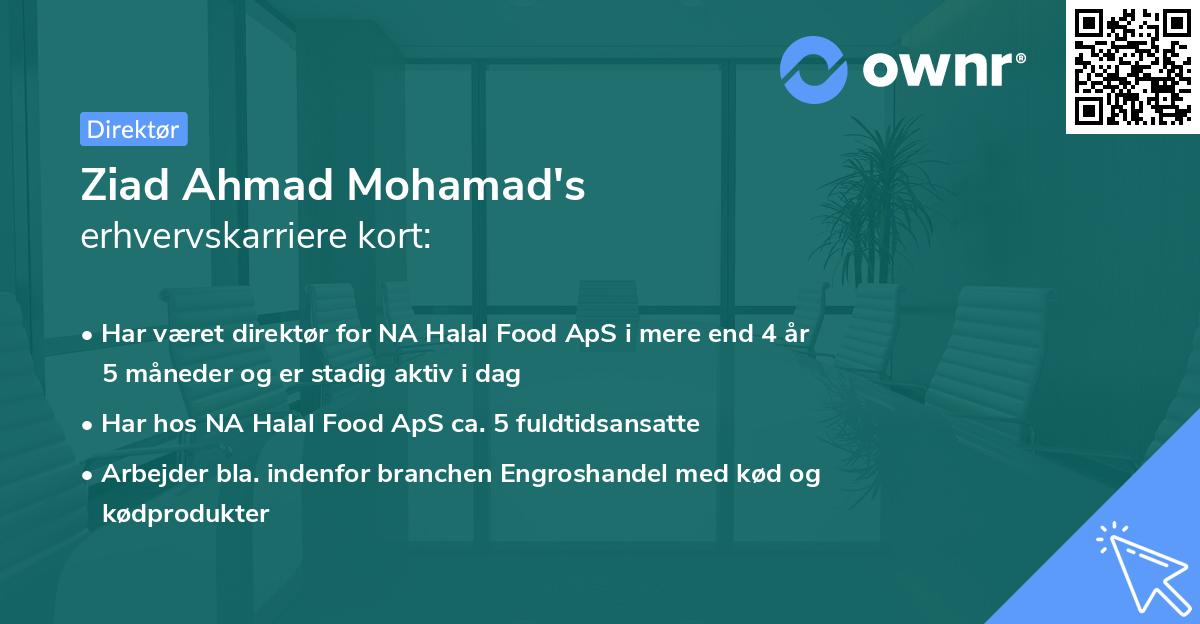 Ziad Ahmad Mohamad's erhvervskarriere kort