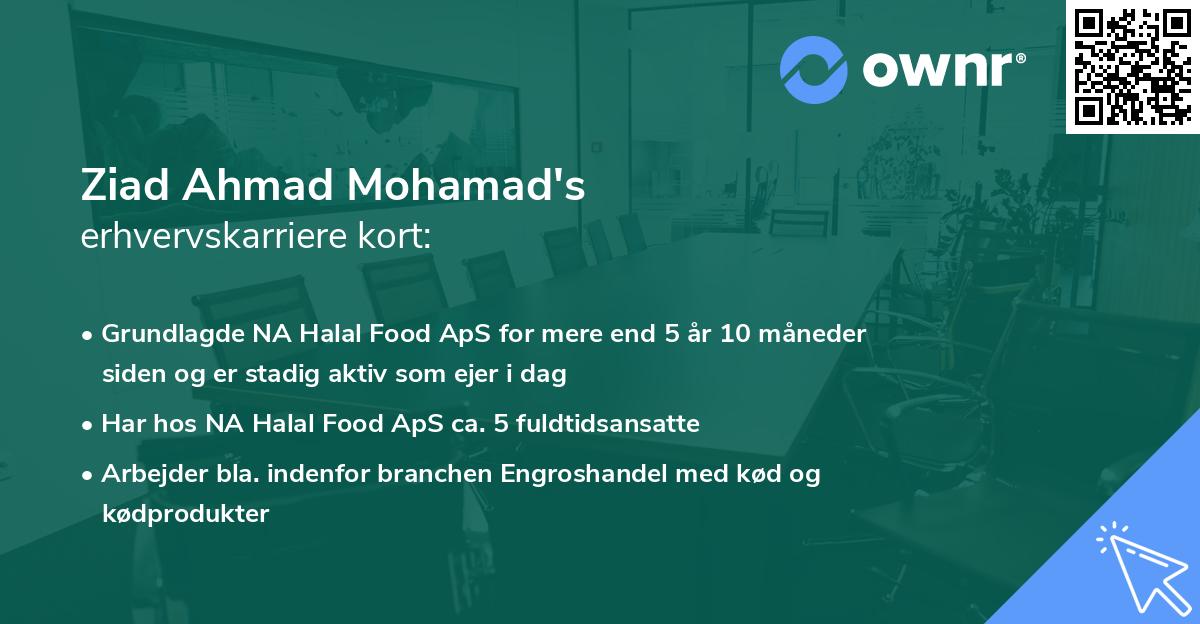 Ziad Ahmad Mohamad's erhvervskarriere kort