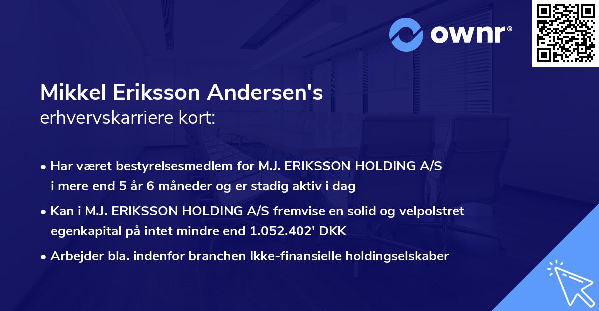 Mikkel Eriksson Andersen's erhvervskarriere kort