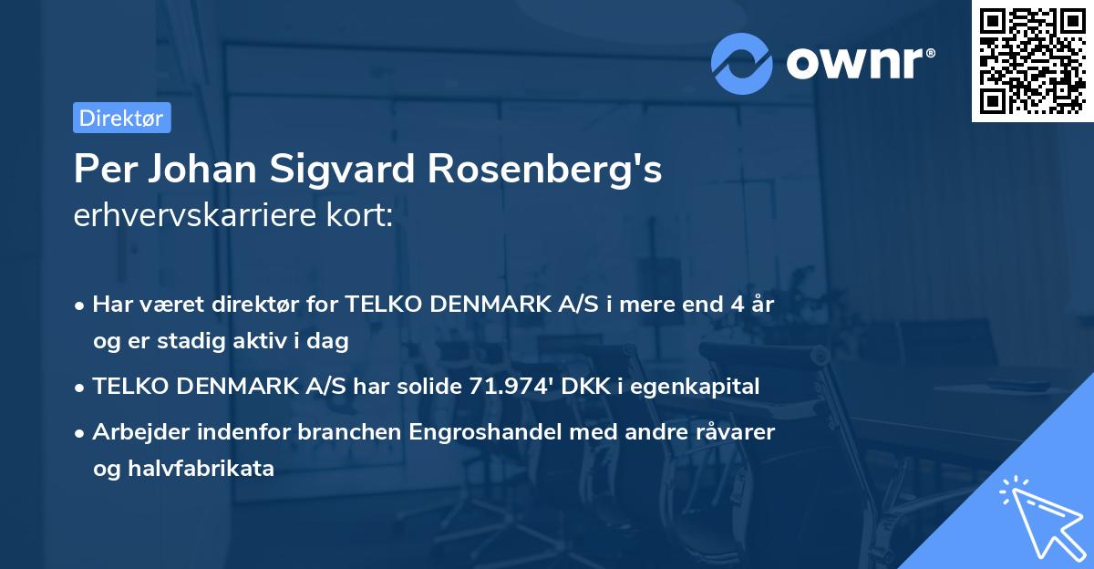 Per Johan Sigvard Rosenberg's erhvervskarriere kort