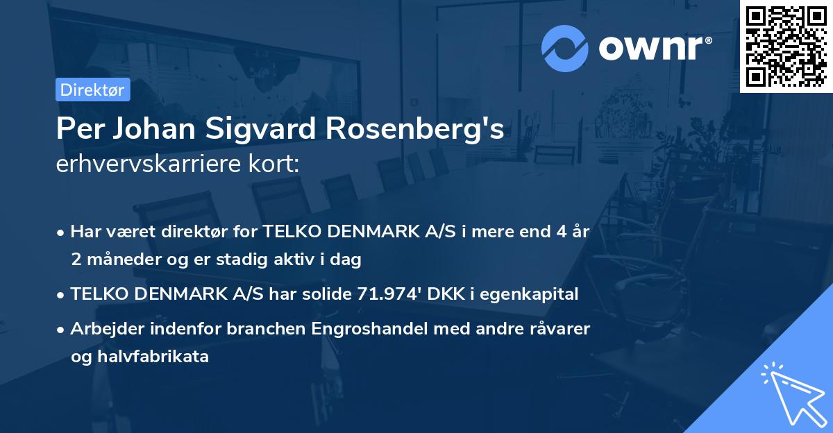 Per Johan Sigvard Rosenberg's erhvervskarriere kort