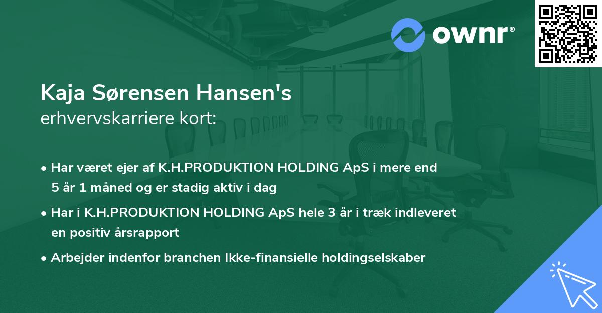 Kaja Sørensen Hansen's erhvervskarriere kort