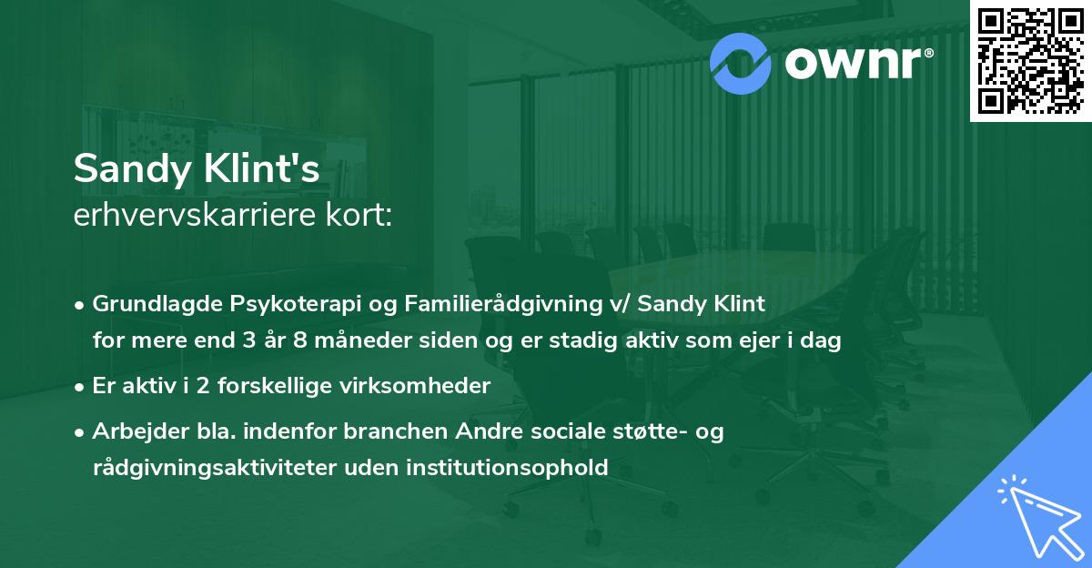 Sandy Klint's erhvervskarriere kort