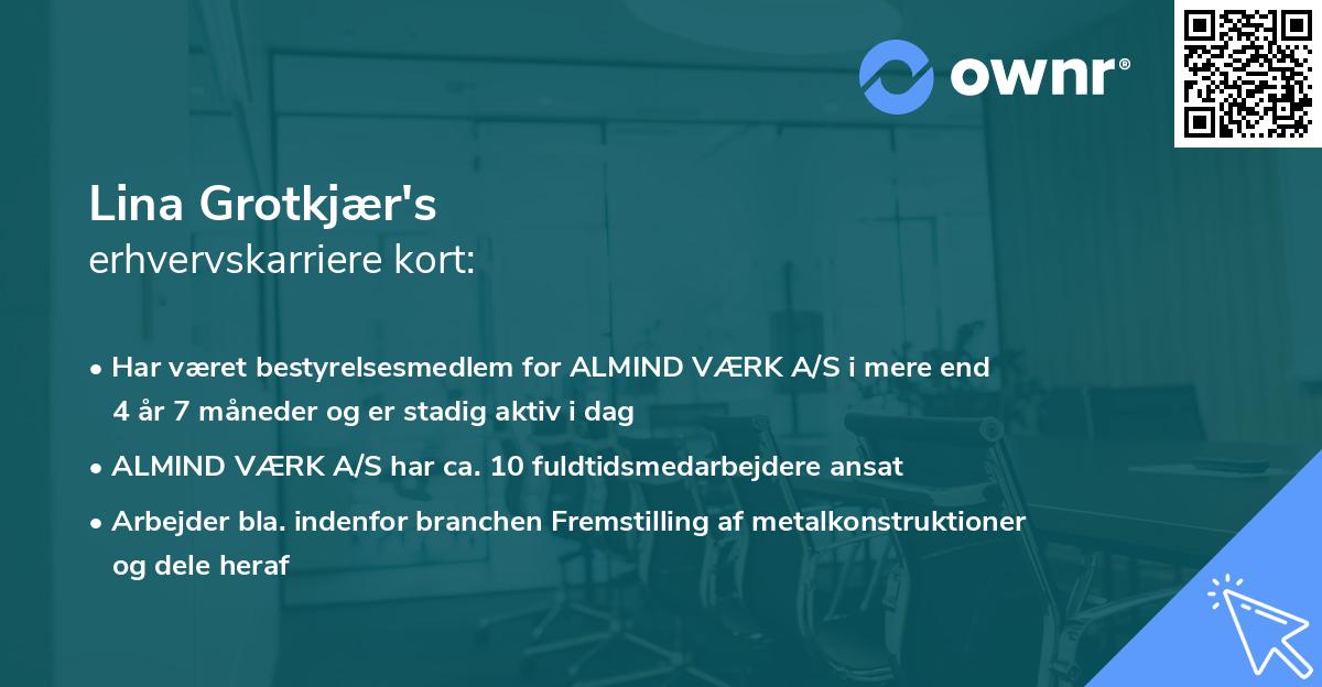 Lina Grotkjær's erhvervskarriere kort