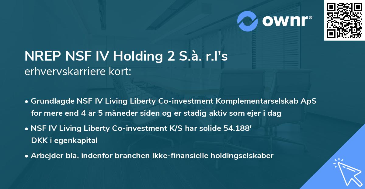 NREP NSF IV Holding 2 S.à. r.l's erhvervskarriere kort