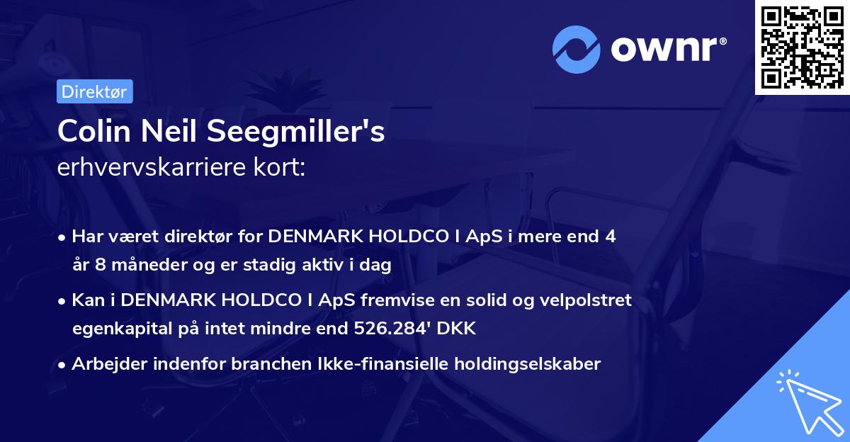Colin Neil Seegmiller's erhvervskarriere kort