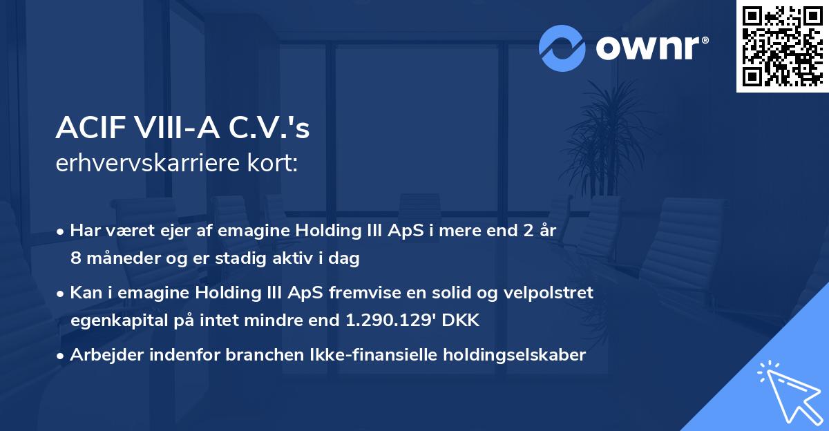 ACIF VIII-A C.V.'s erhvervskarriere kort