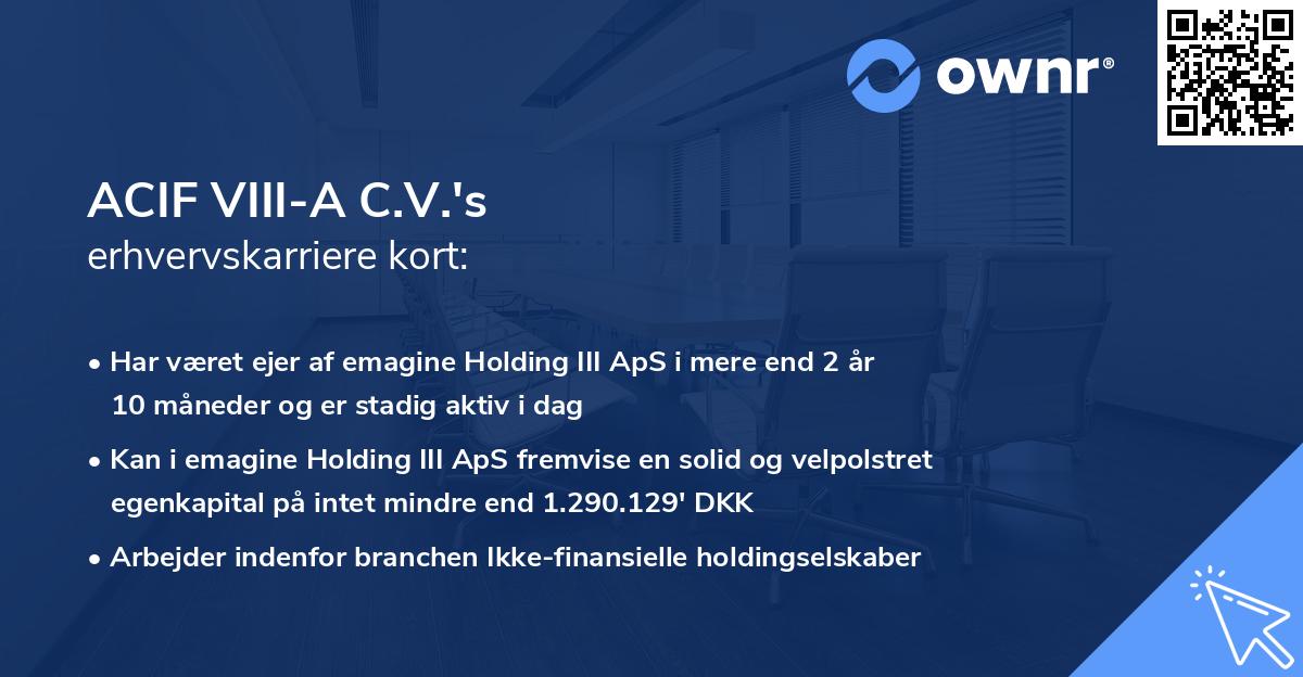 ACIF VIII-A C.V.'s erhvervskarriere kort