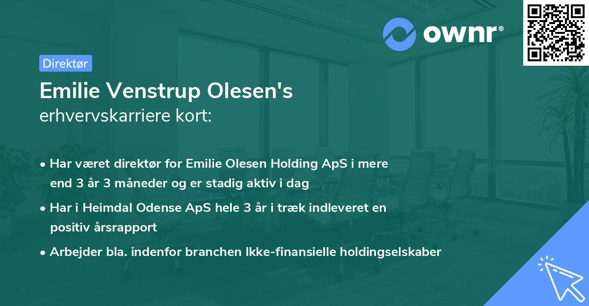 Emilie Venstrup Olesen's erhvervskarriere kort