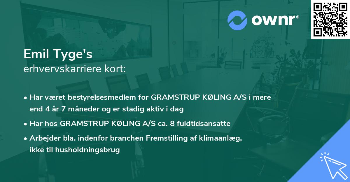 Emil Tyge's erhvervskarriere kort