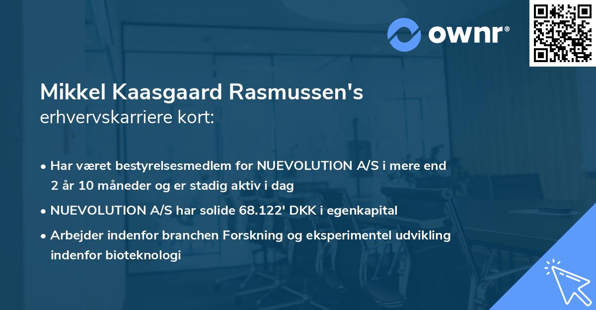 Mikkel Kaasgaard Rasmussen's erhvervskarriere kort