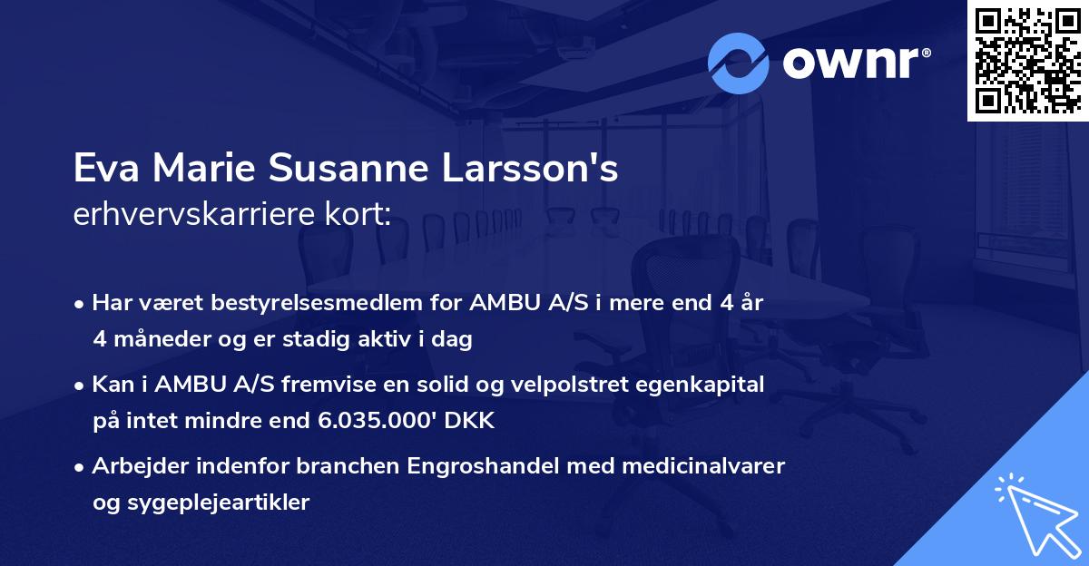 Eva Marie Susanne Larsson's erhvervskarriere kort