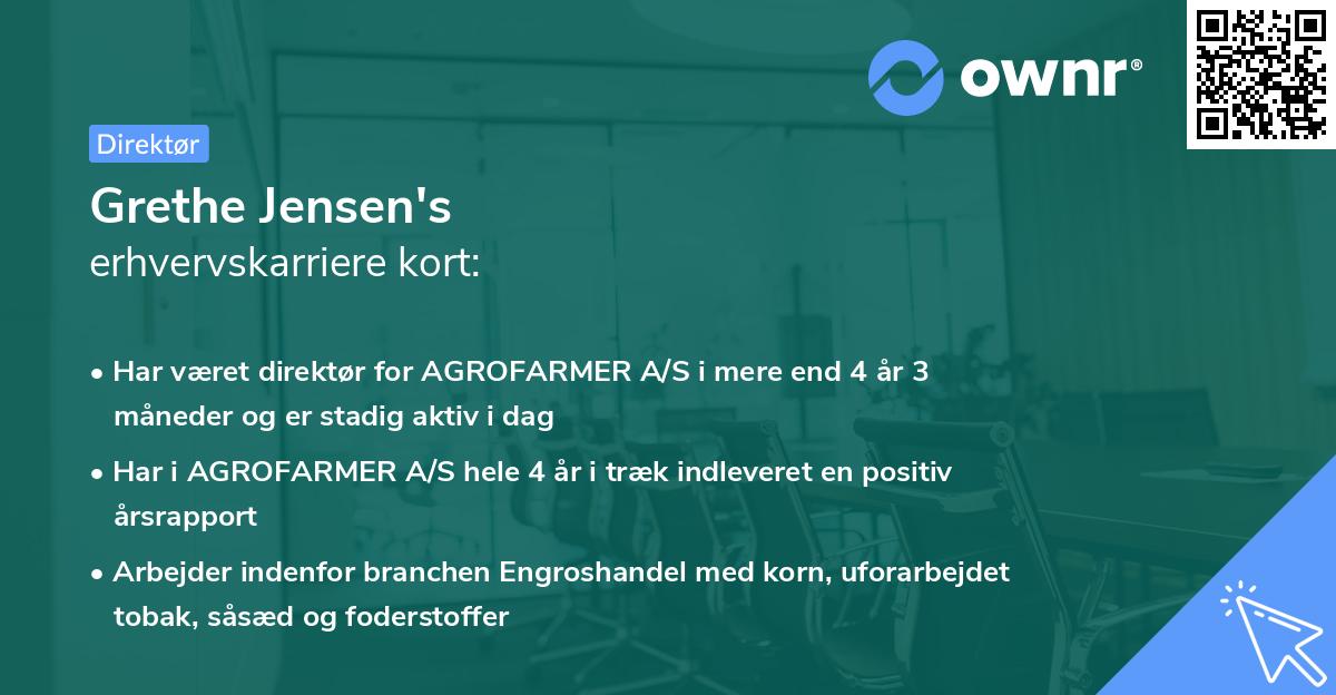 Grethe Jensen's erhvervskarriere kort