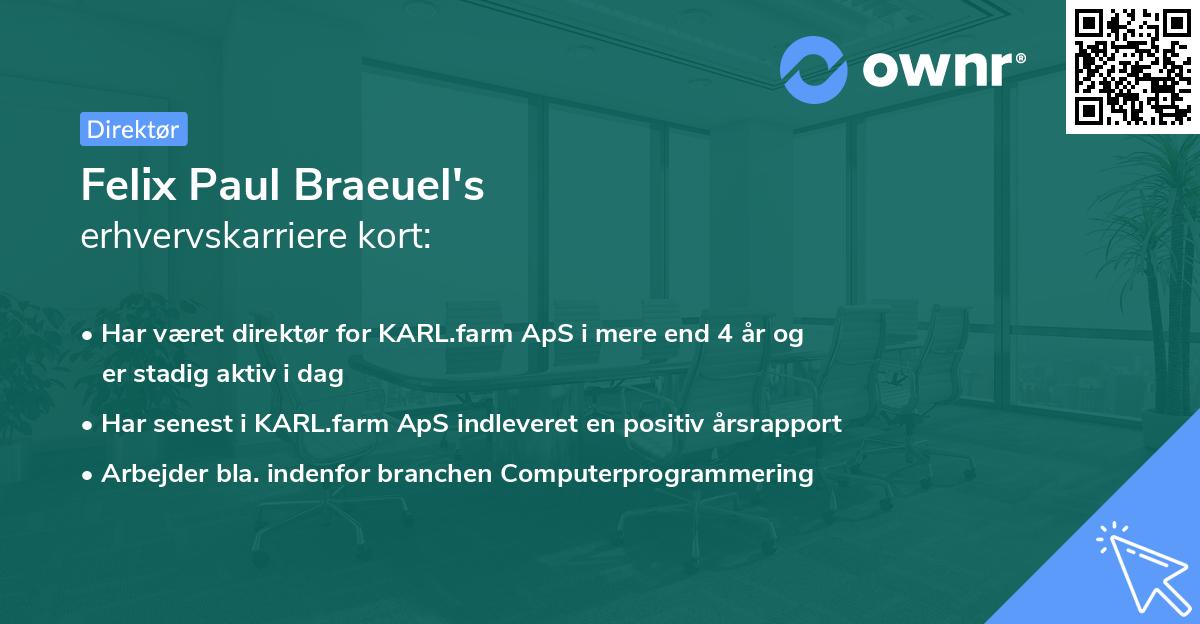 Felix Paul Braeuel's erhvervskarriere kort
