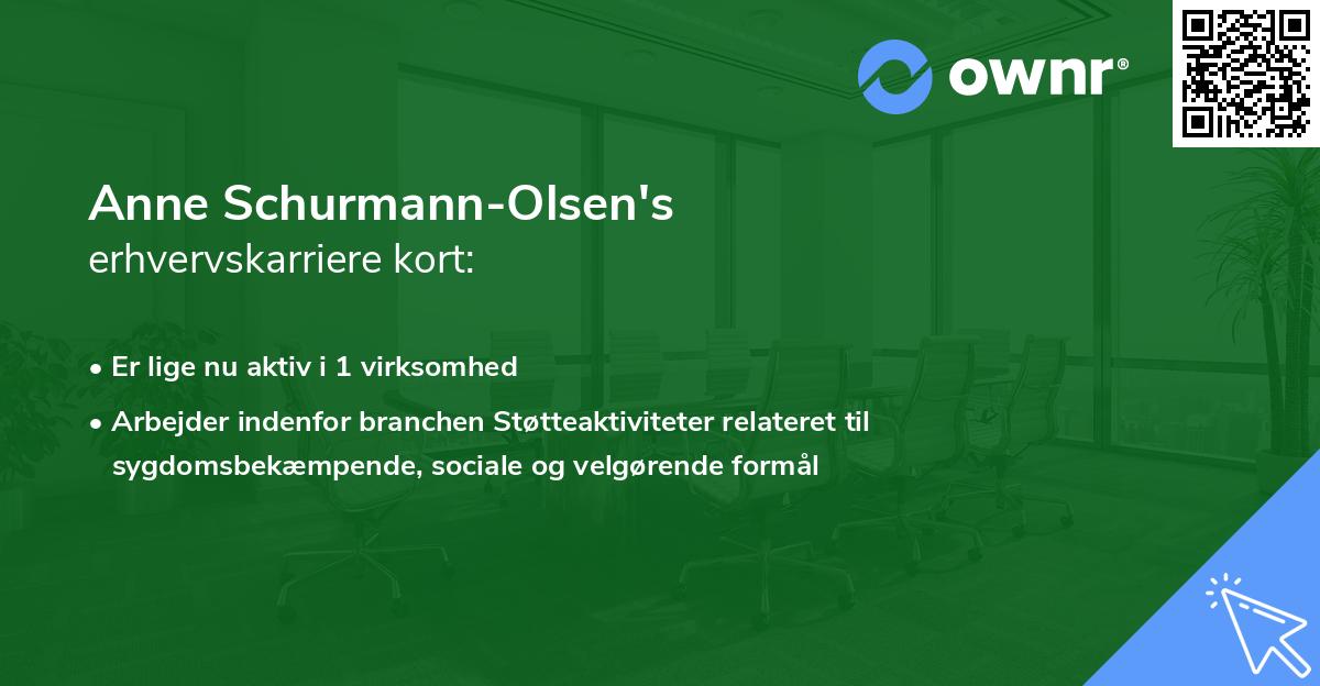 Anne Schurmann-Olsen's erhvervskarriere kort