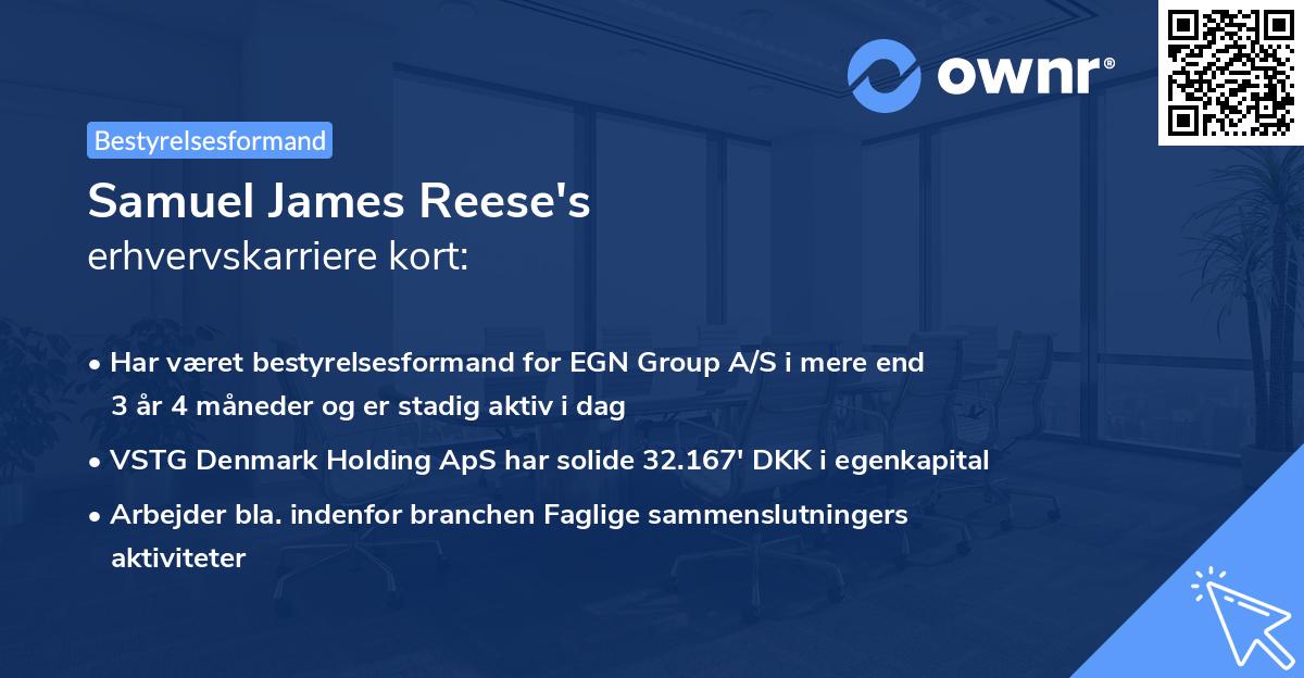 Samuel James Reese's erhvervskarriere kort