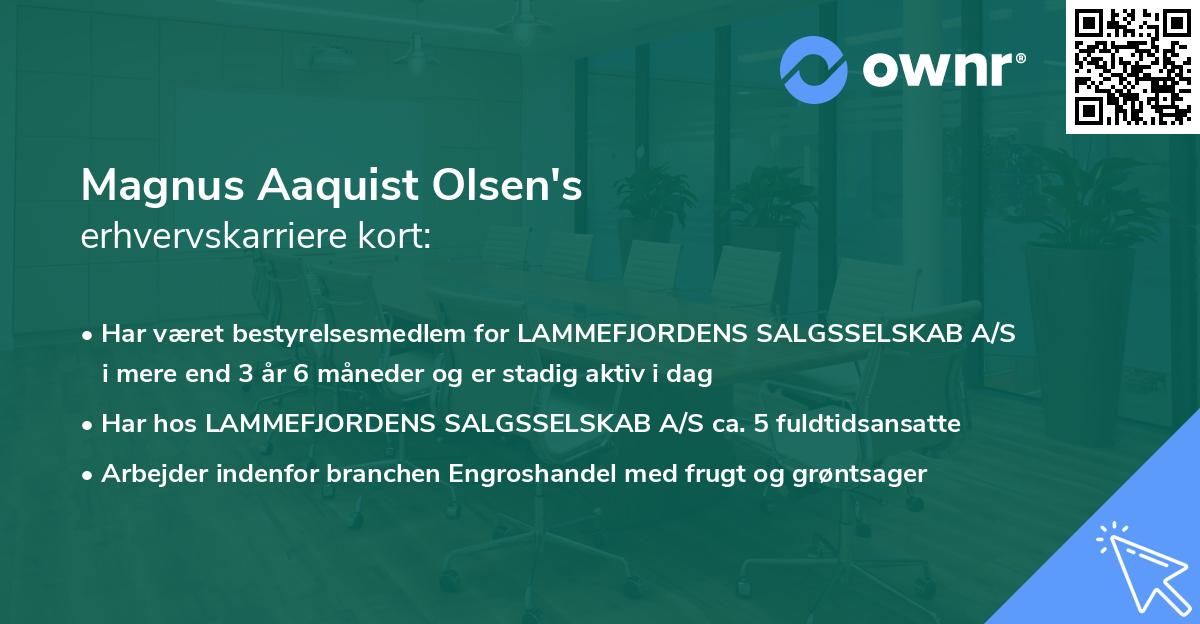 Magnus Aaquist Olsen's erhvervskarriere kort