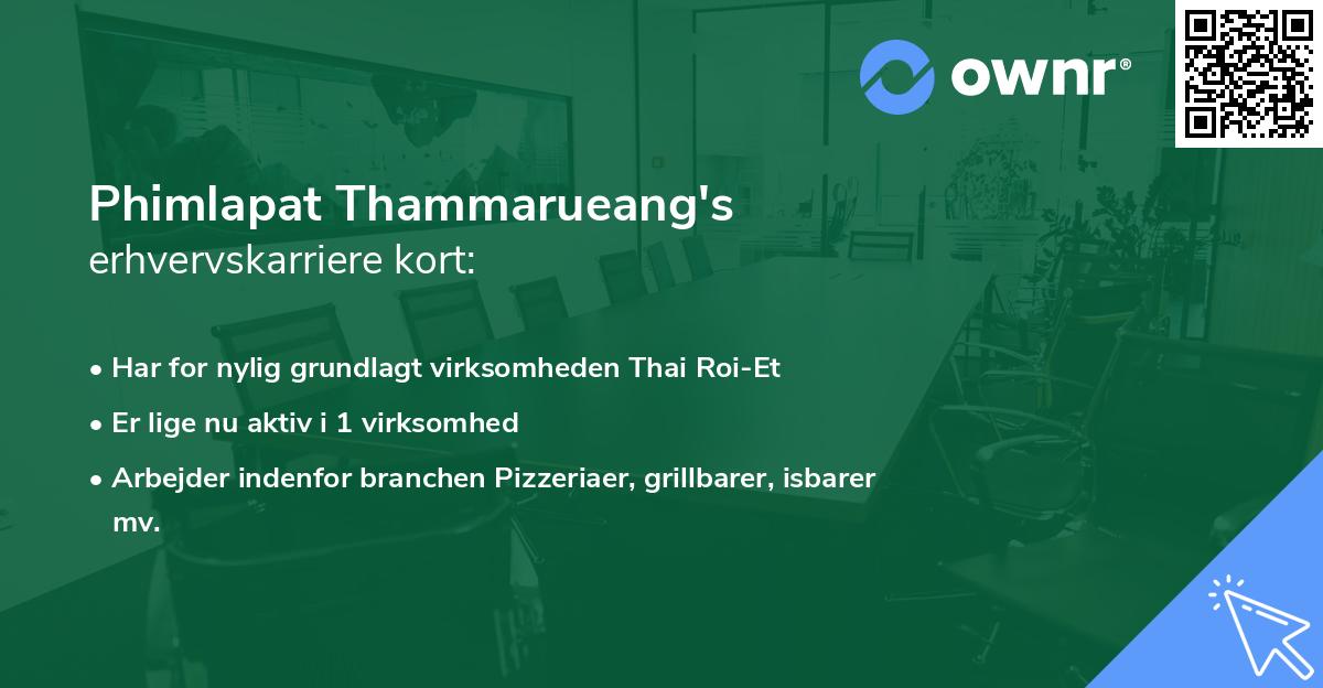 Phimlapat Thammarueang's erhvervskarriere kort