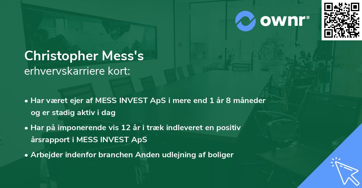 Christopher Mess's erhvervskarriere kort