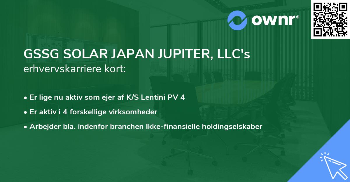 GSSG SOLAR JAPAN JUPITER, LLC's erhvervskarriere kort