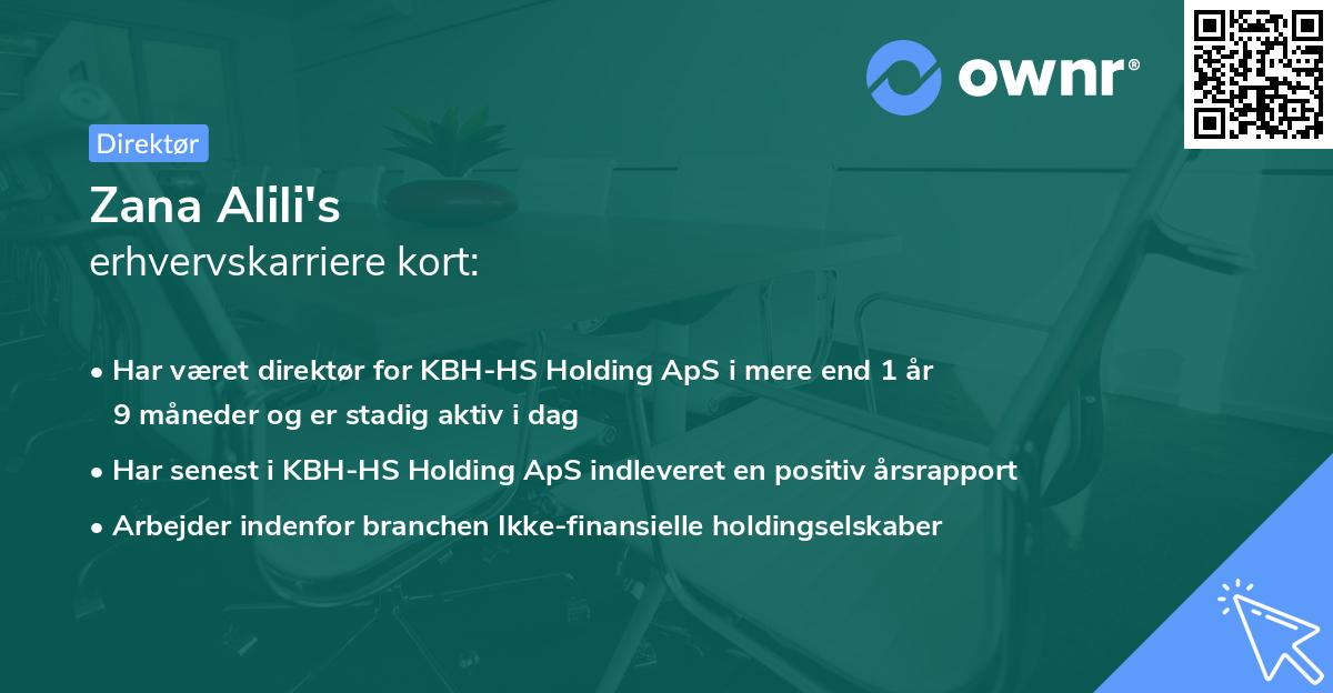 Zana Alili's erhvervskarriere kort
