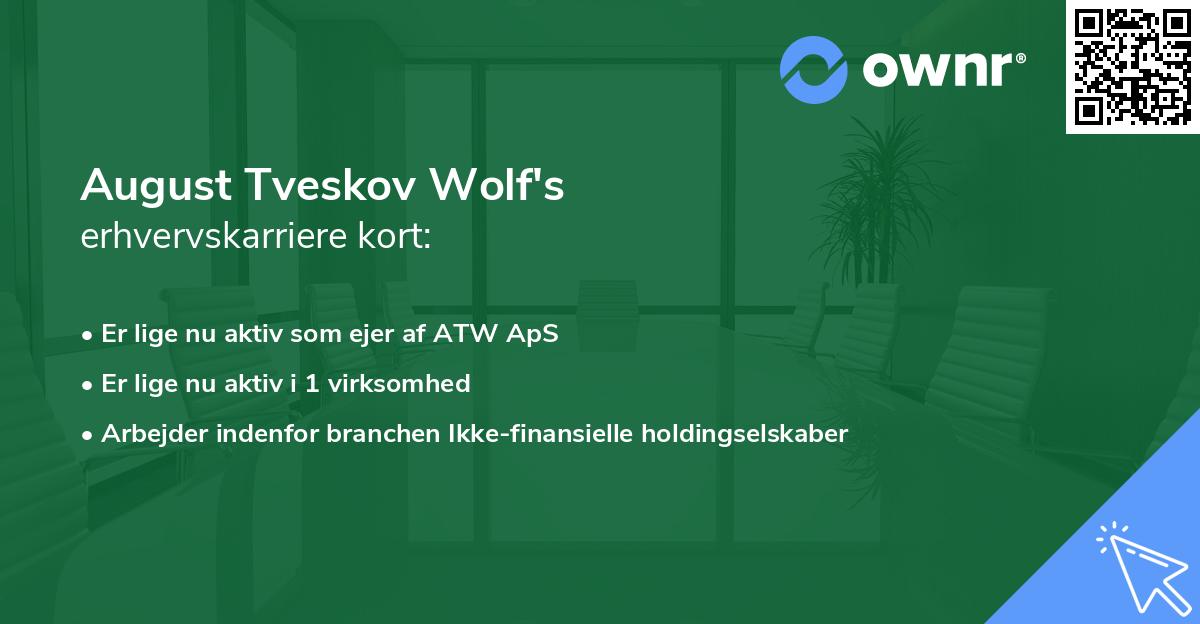 August Tveskov Wolf's erhvervskarriere kort