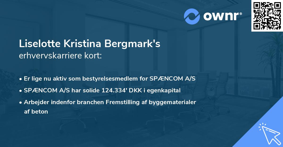 Liselotte Kristina Bergmark's erhvervskarriere kort