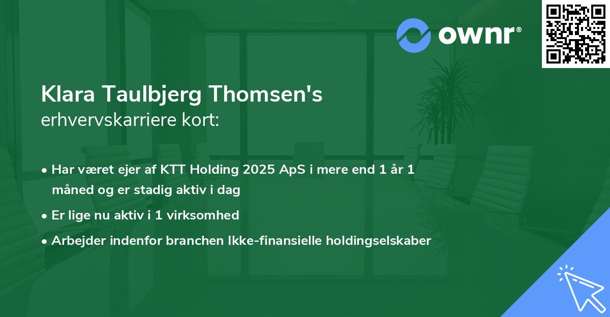 Klara Taulbjerg Thomsen's erhvervskarriere kort