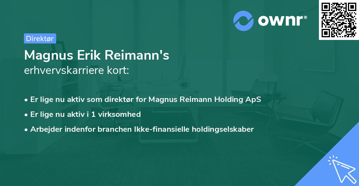 Magnus Erik Reimann's erhvervskarriere kort