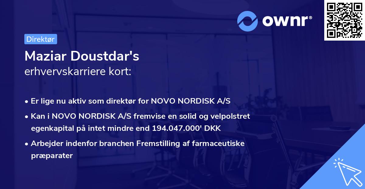 Maziar Doustdar's erhvervskarriere kort