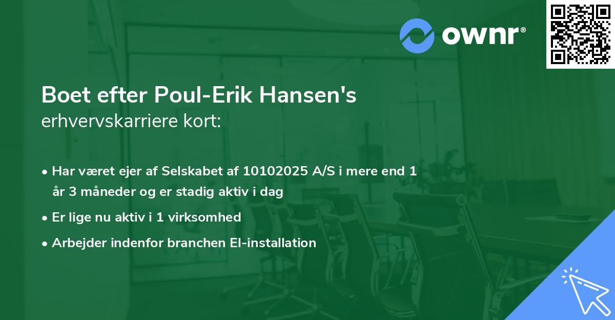 Boet efter Poul-Erik Hansen's erhvervskarriere kort