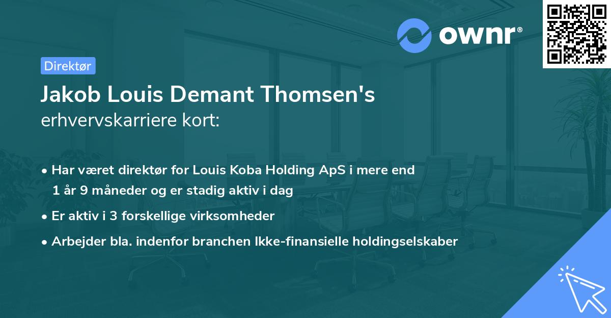 Jakob Louis Demant Thomsen's erhvervskarriere kort