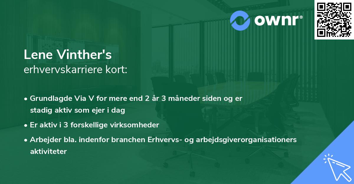 Lene Vinther's erhvervskarriere kort