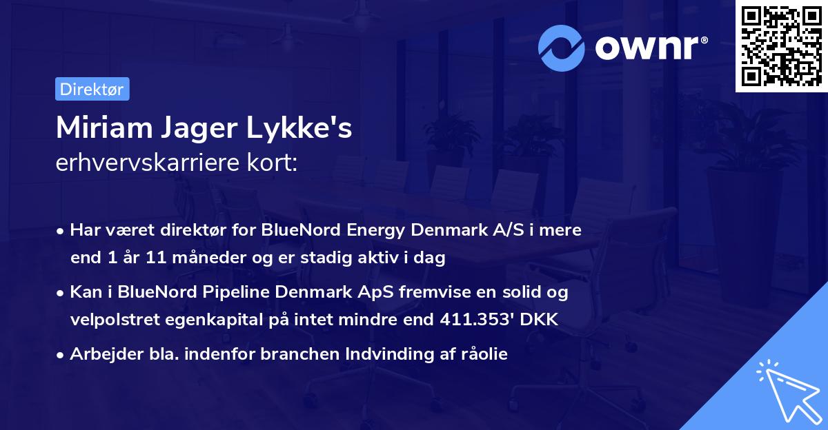 Miriam Jager Lykke's erhvervskarriere kort