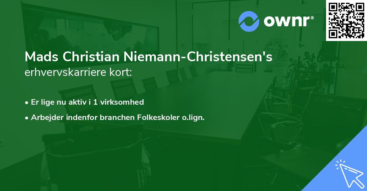 Mads Christian Niemann-Christensen's erhvervskarriere kort