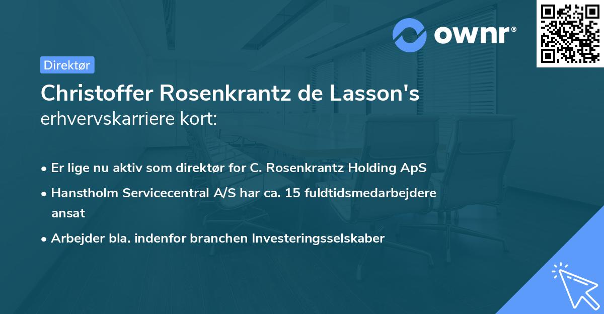 Christoffer Rosenkrantz de Lasson's erhvervskarriere kort