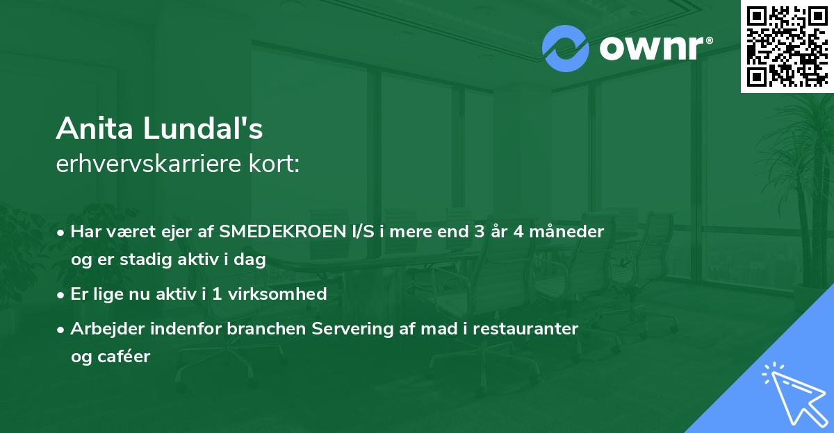 Anita Lundal's erhvervskarriere kort