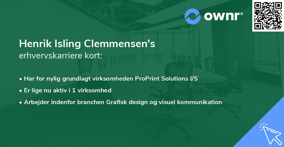 Henrik Isling Clemmensen's erhvervskarriere kort