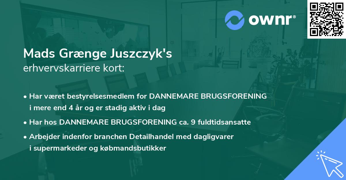 Mads Grænge Juszczyk's erhvervskarriere kort