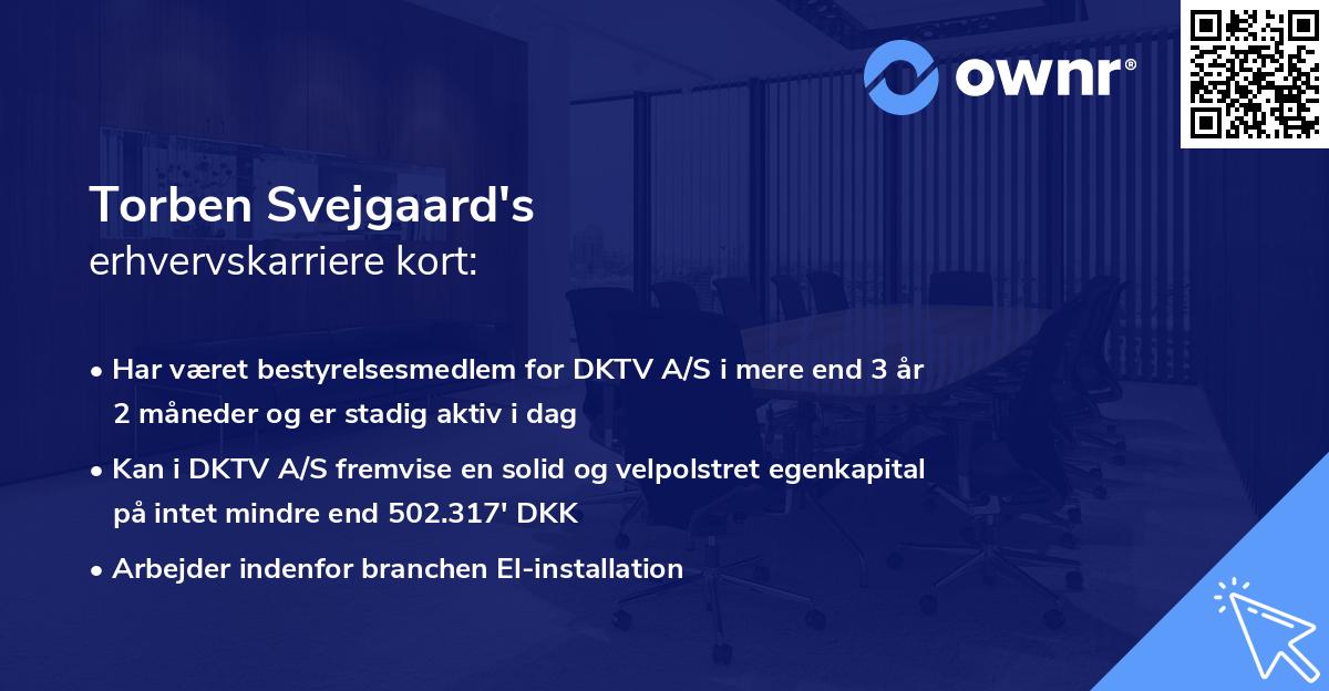 Torben Svejgaard's erhvervskarriere kort