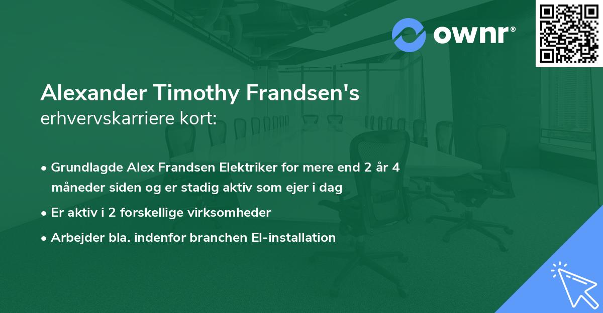 Alexander Timothy Frandsen's erhvervskarriere kort