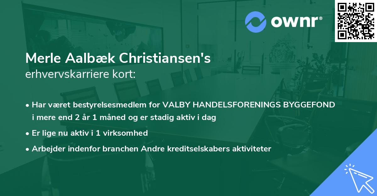 Merle Aalbæk Christiansen's erhvervskarriere kort