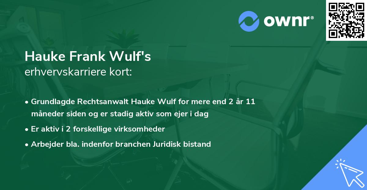 Hauke Frank Wulf's erhvervskarriere kort