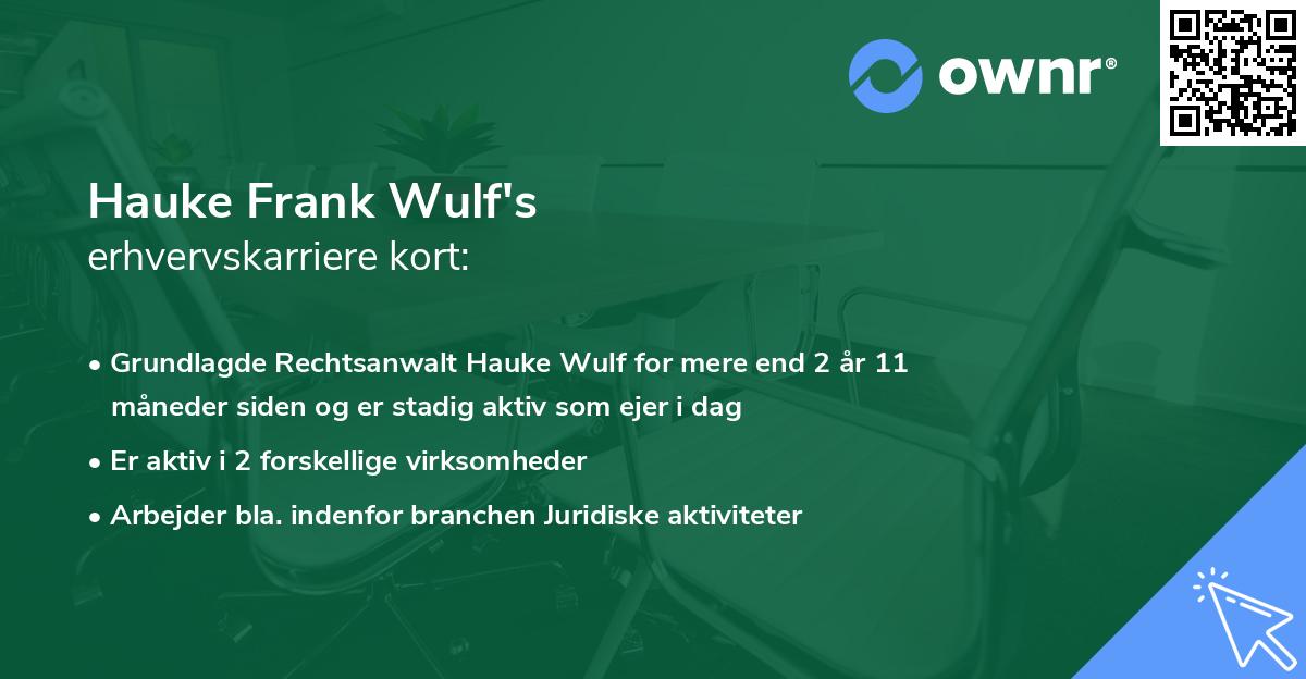 Hauke Frank Wulf's erhvervskarriere kort