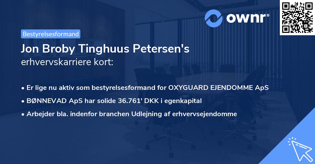 Jon Broby Tinghuus Petersen's erhvervskarriere kort