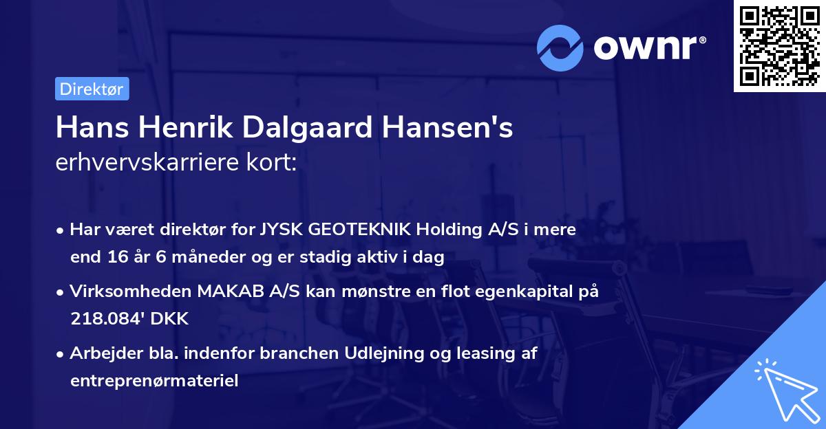 Hans Henrik Dalgaard Hansen's erhvervskarriere kort