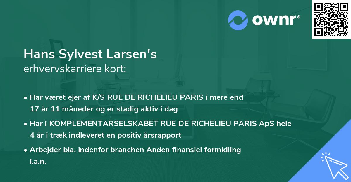 Hans Sylvest Larsen's erhvervskarriere kort
